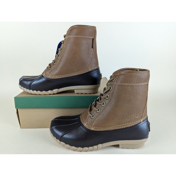 JBU Duck Boots Mens 8M Maine Waterproof Tan Faux Fur Lined Lace Up Shoes NWB main image 12